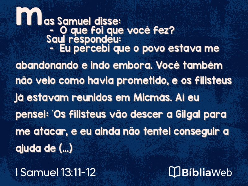 I Samuel 13:11-12 em imagem para compartilhar
