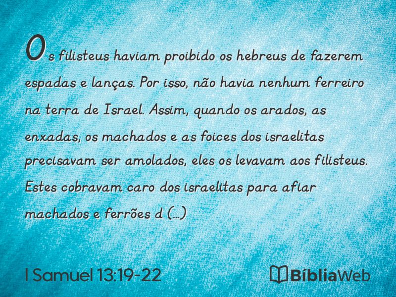 I Samuel 13:19-22 em imagem para compartilhar