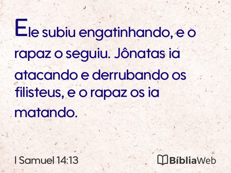 I Samuel 14:13 em imagem para compartilhar