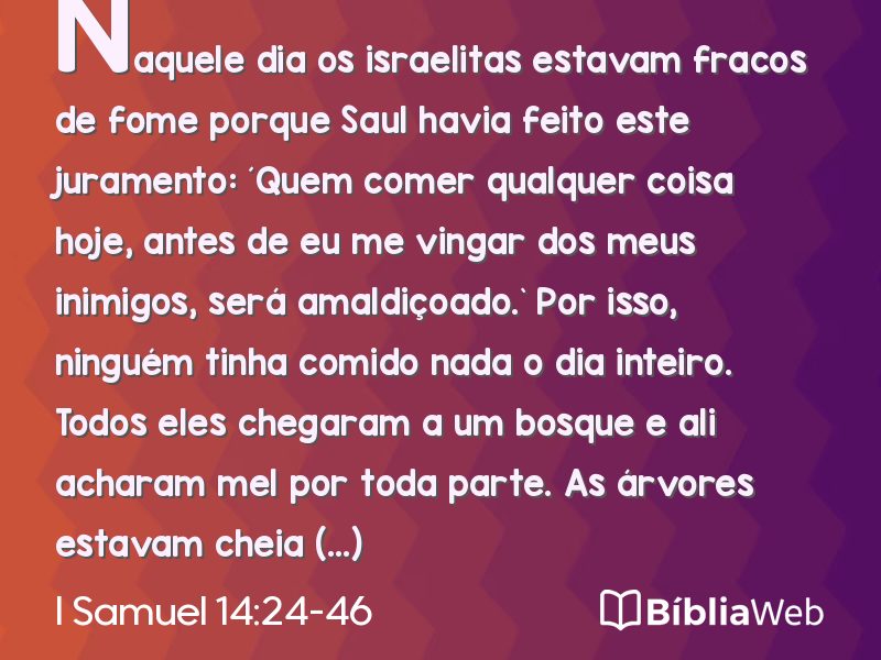 I Samuel 14:24-46 em imagem para compartilhar
