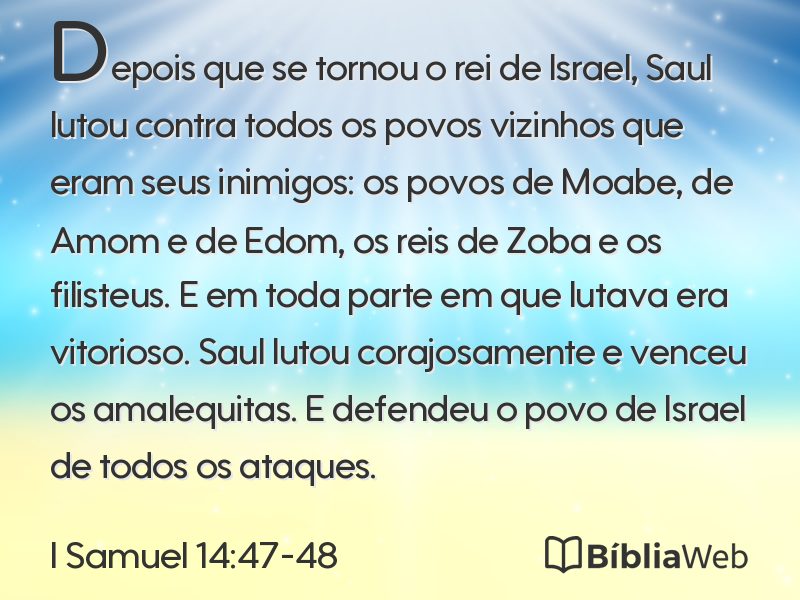 I Samuel 14:47-48 em imagem para compartilhar