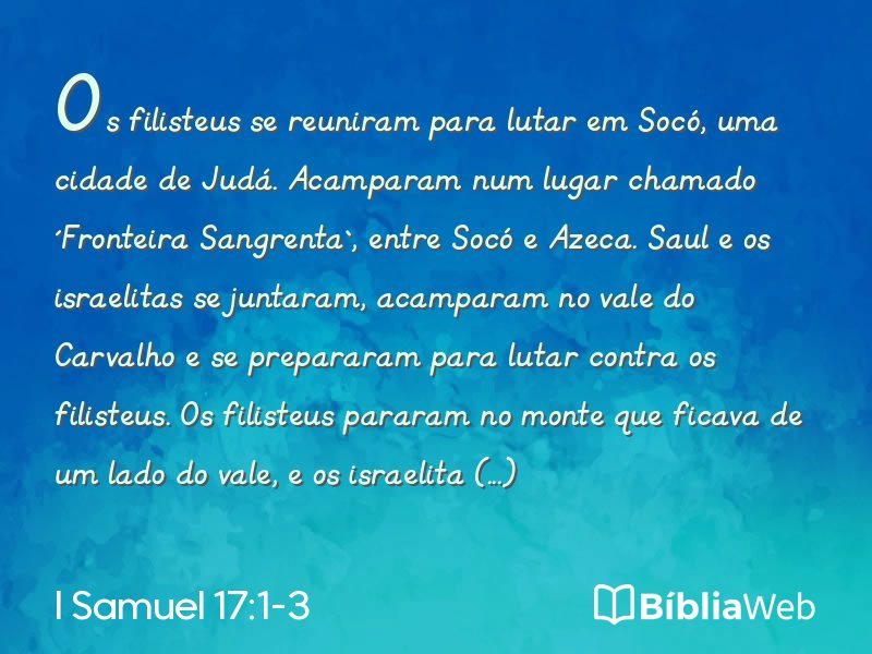 I Samuel 17:1-3 em imagem para compartilhar