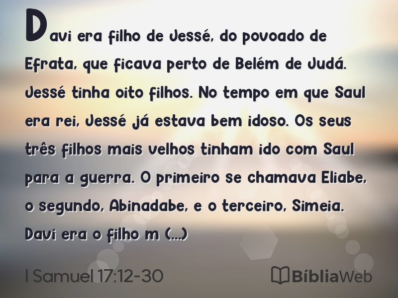 I Samuel 17:12-30 em imagem para compartilhar