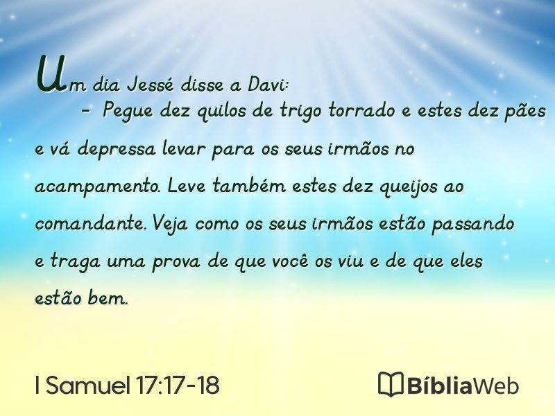 I Samuel 17:17-18 em imagem para compartilhar