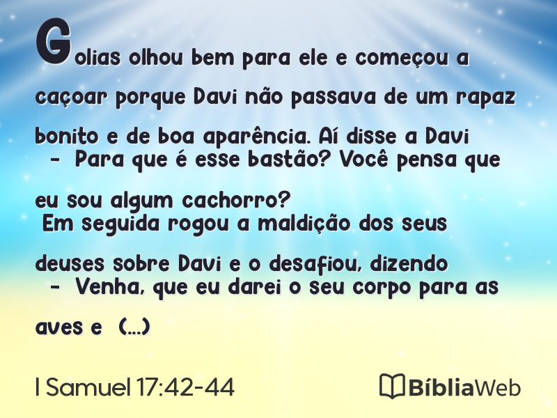 I Samuel 17:42-44 em imagem para compartilhar
