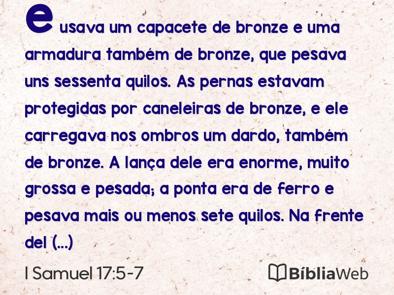 I Samuel 17:5-7 em imagem para compartilhar
