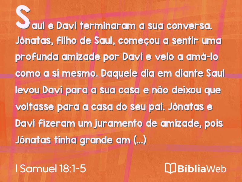 I Samuel 18:1-5 em imagem para compartilhar