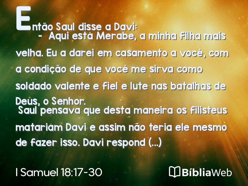 I Samuel 18:17-30 em imagem para compartilhar