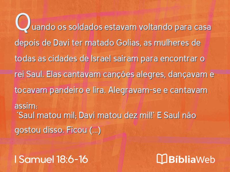 I Samuel 18:6-16 em imagem para compartilhar