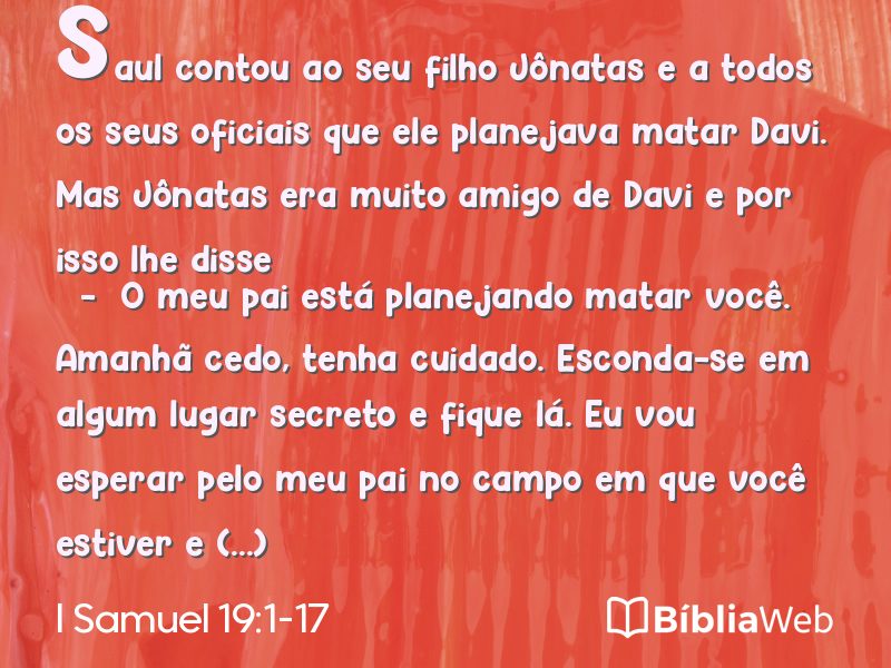 I Samuel 19:1-17 em imagem para compartilhar