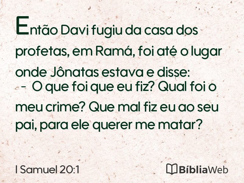 I Samuel 20:1 em imagem para compartilhar