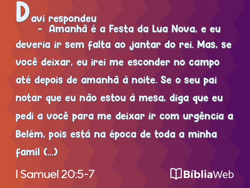 I Samuel 20:5-7 em imagem para compartilhar