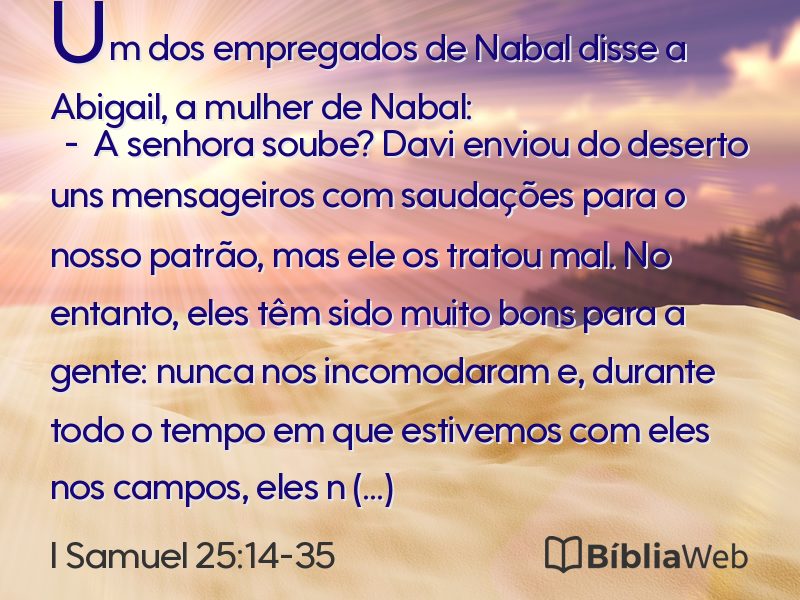 I Samuel 25:14-35 em imagem para compartilhar