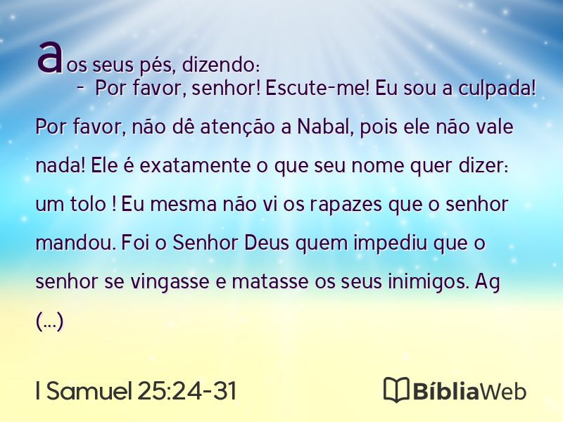 I Samuel 25:24-31 em imagem para compartilhar