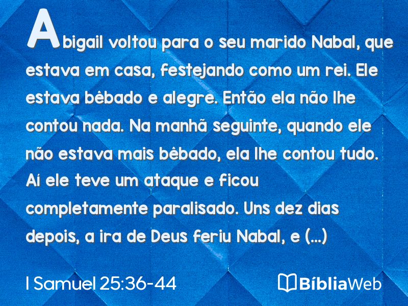 I Samuel 25:36-44 em imagem para compartilhar