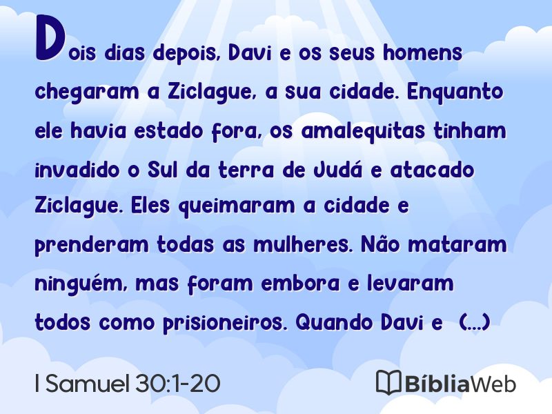 I Samuel 30:1-20 em imagem para compartilhar