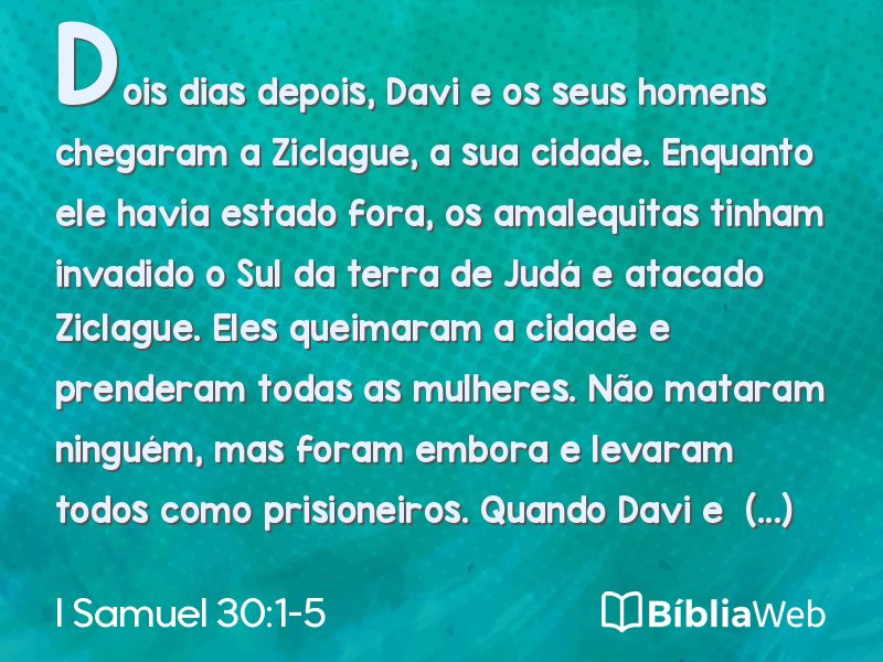 I Samuel 30:1-5 em imagem para compartilhar