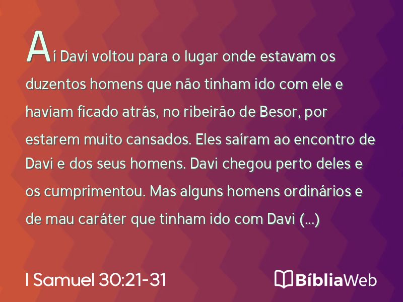 I Samuel 30:21-31 em imagem para compartilhar