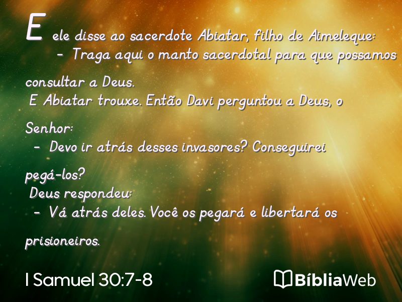 I Samuel 30:7-8 em imagem para compartilhar