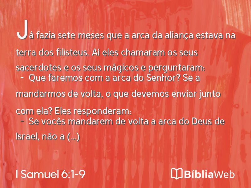 I Samuel 6:1-9 em imagem para compartilhar