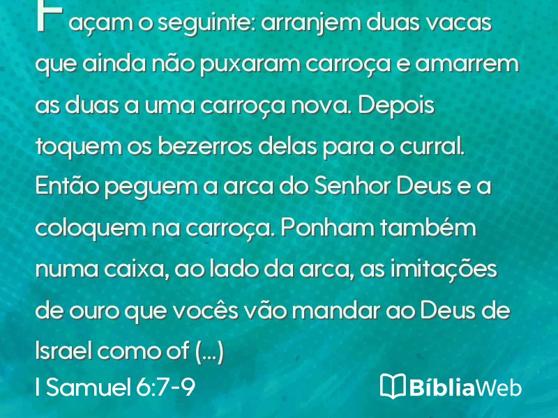 I Samuel 6:7-9 em imagem para compartilhar