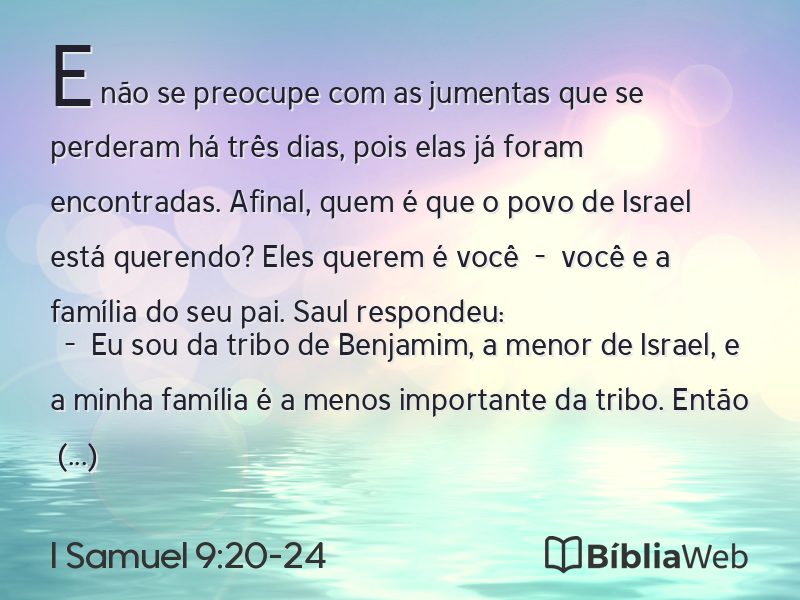 I Samuel 9:20-24 em imagem para compartilhar
