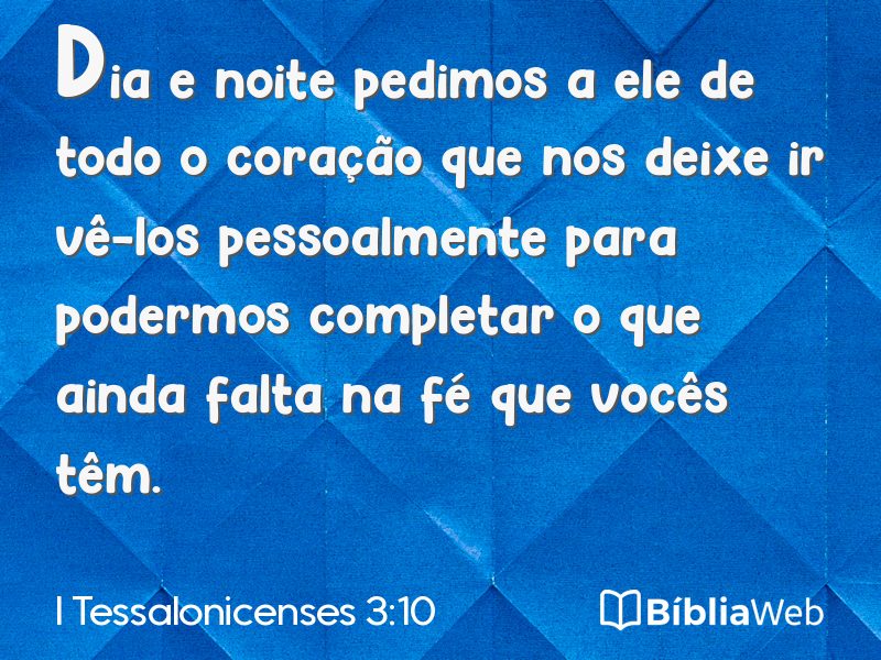 I Tessalonicenses 3:10 em imagem para compartilhar
