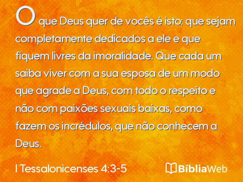 I Tessalonicenses 4:3-5 em imagem para compartilhar