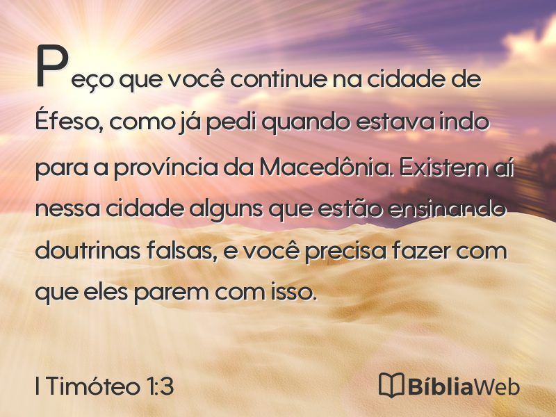 I Timóteo 1:3 em imagem para compartilhar