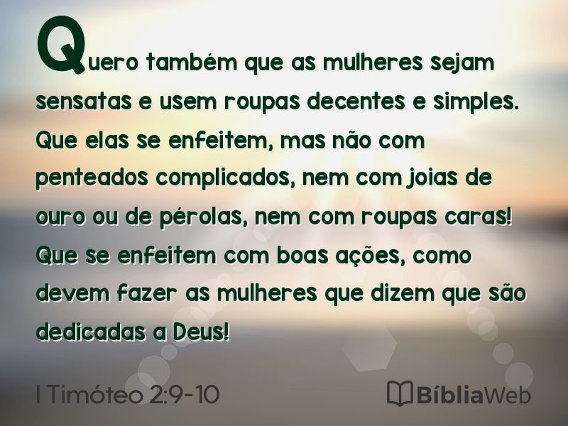 I Timóteo 2:9-10 em imagem para compartilhar