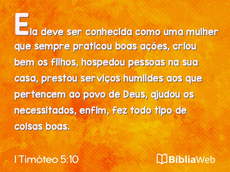 I Timóteo 5:10 em imagem para compartilhar