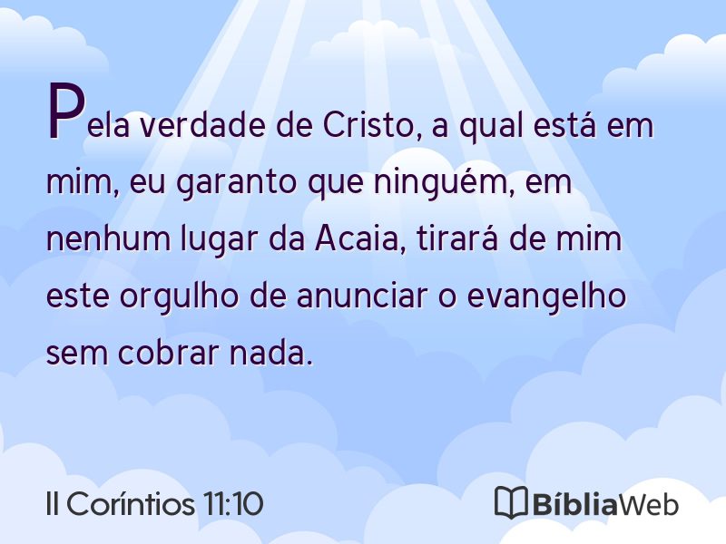 II Coríntios 11:10 em imagem para compartilhar