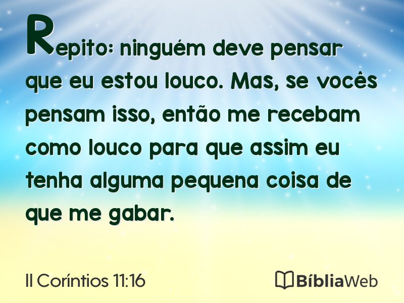 II Coríntios 11:16 em imagem para compartilhar