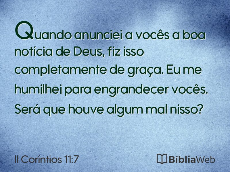 II Coríntios 11:7 em imagem para compartilhar