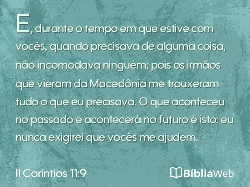 II Coríntios 11:9 em imagem para compartilhar