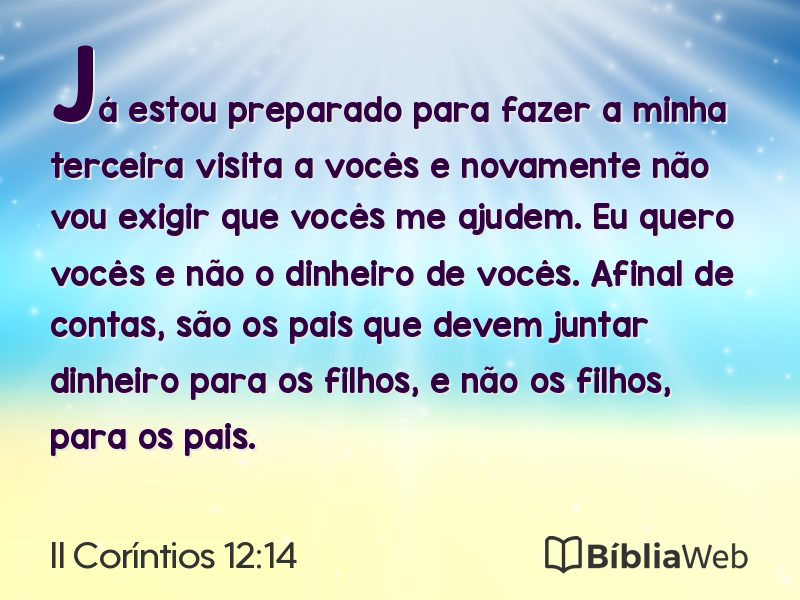 II Coríntios 12:14 em imagem para compartilhar