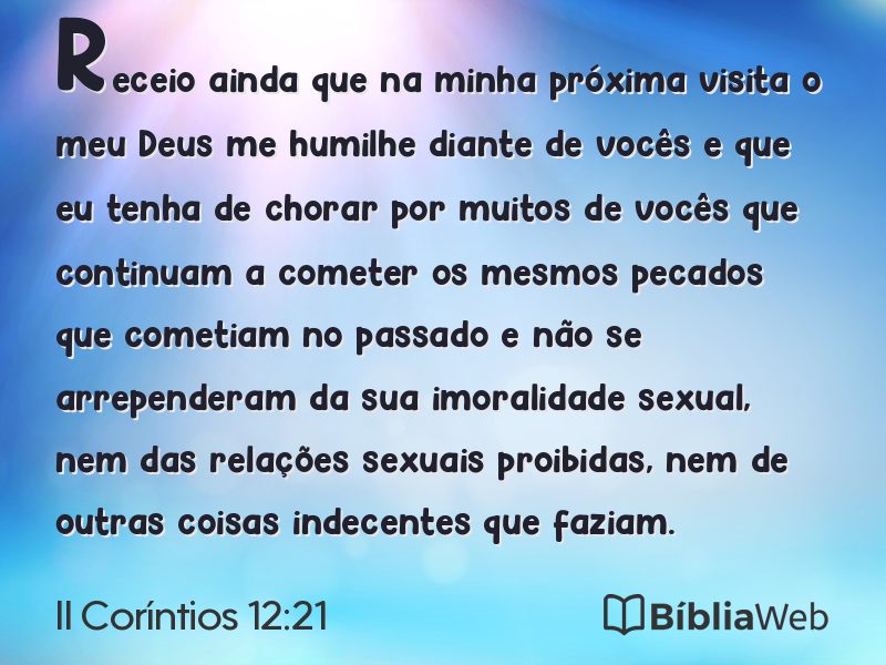 II Coríntios 12:21 em imagem para compartilhar