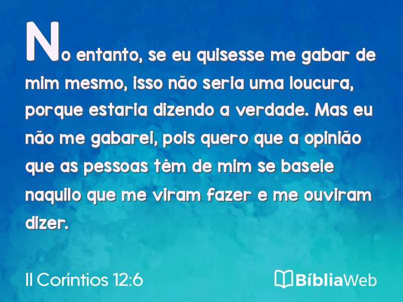 II Coríntios 12:6 em imagem para compartilhar