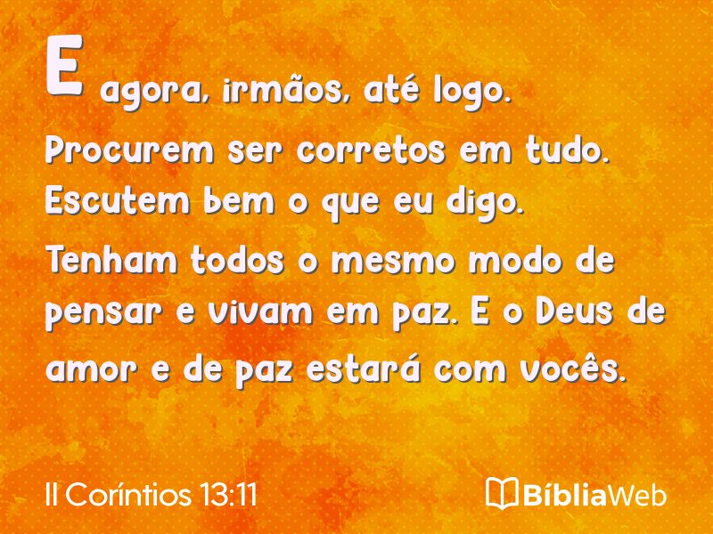II Coríntios 13:11 em imagem para compartilhar