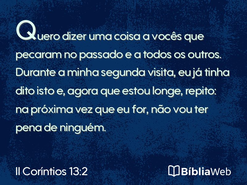 II Coríntios 13:2 em imagem para compartilhar