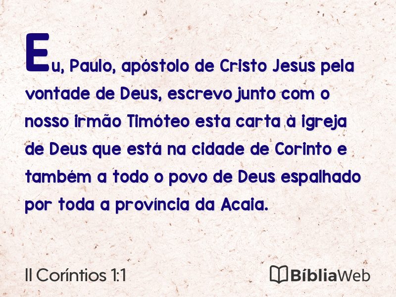 II Coríntios 1:1 em imagem para compartilhar
