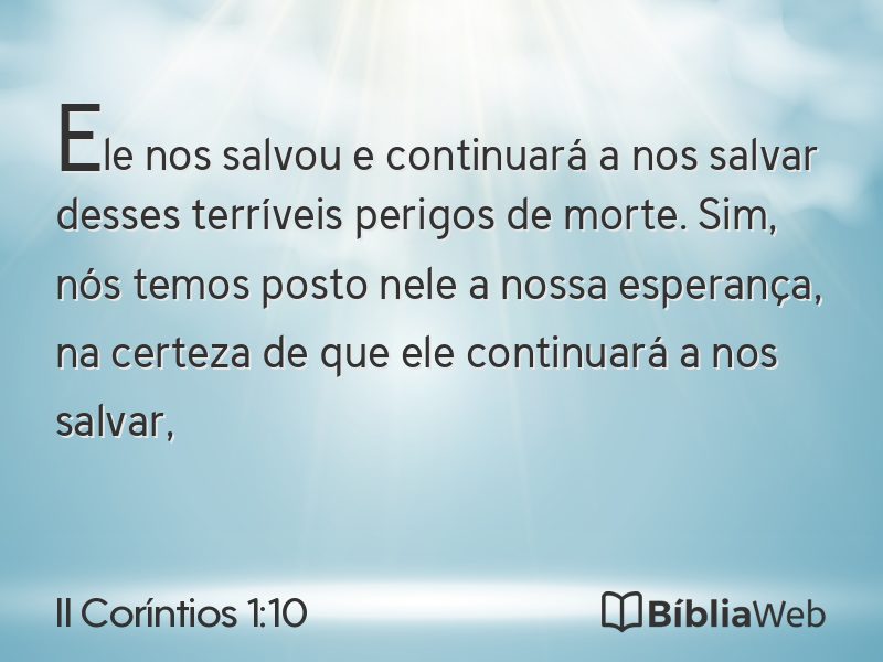 II Coríntios 1:10 em imagem para compartilhar