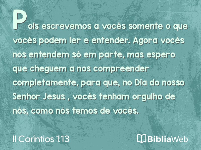 II Coríntios 1:13 em imagem para compartilhar