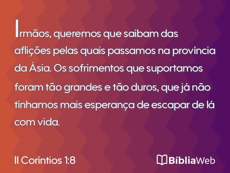II Coríntios 1:8 em imagem para compartilhar