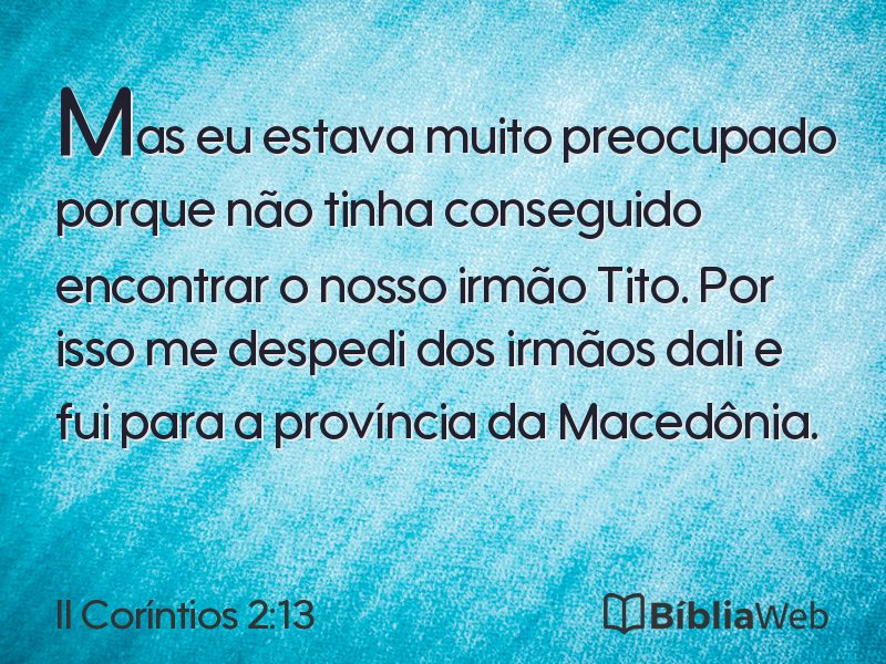 II Coríntios 2:13 em imagem para compartilhar