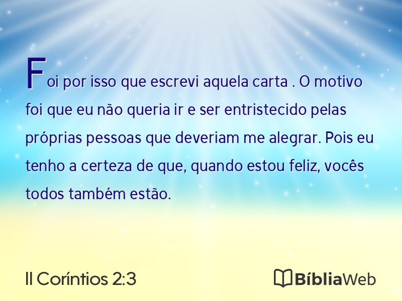 II Coríntios 2:3 em imagem para compartilhar