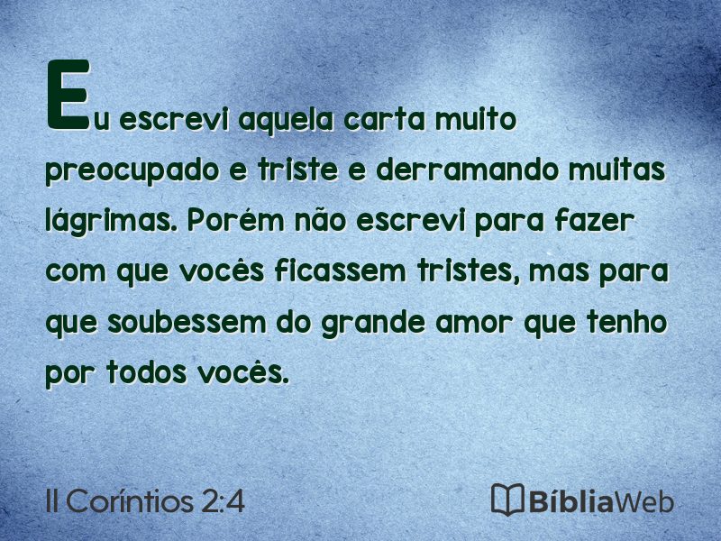 II Coríntios 2:4 em imagem para compartilhar
