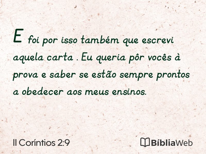 II Coríntios 2:9 em imagem para compartilhar