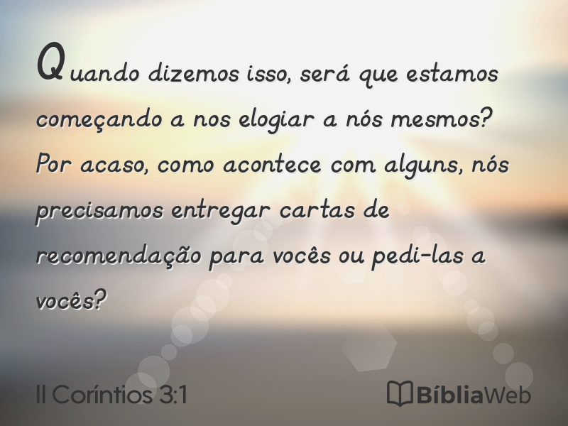 II Coríntios 3:1 em imagem para compartilhar