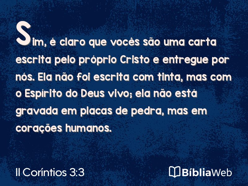II Coríntios 3:3 em imagem para compartilhar